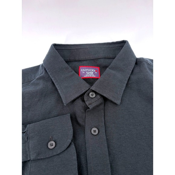 UNTUCKit Mens‎ Black Long Sleeve Button Down Shirt 100 Percent Cotton XL - Picture 2 of 8